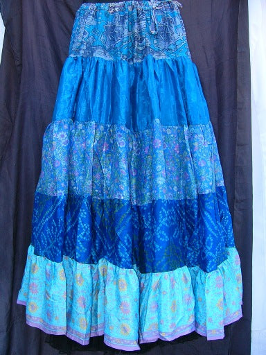 Long Length Vintage Sari Silk Skirts