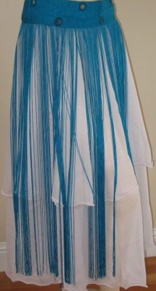 Turquoise Tribal Belly Dance Fringe Hip Wrap Belt Scarf with Mirrors