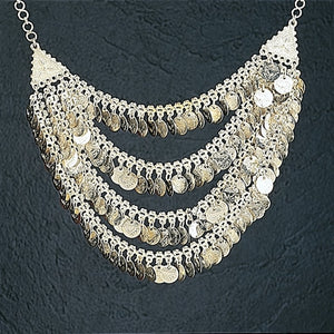 Belly Dance Costume Jewelry 4 Strand Coin Necklace Belly Dance Silks