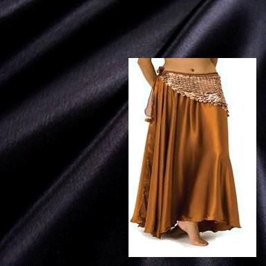 Black Satin Belly Dance Circle Skirt