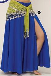 Blue 3-Panel Chiffon Belly Dance Slit Skirt