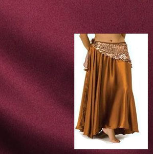 Burgundy Satin Belly Dance Circle Skirt