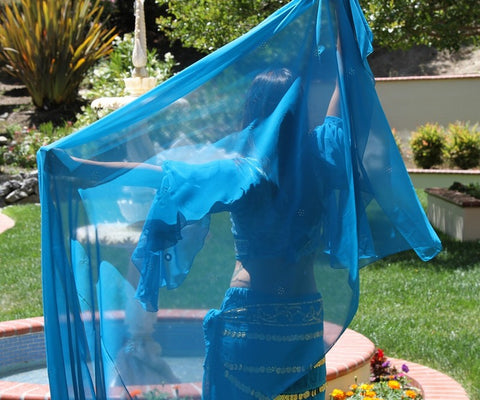 Turquoise Chiffon 3 Yard Belly Dance Veil