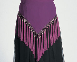 Chiffon Belly Dance Hip Scarf Tassels Beads Gold Silver Accents