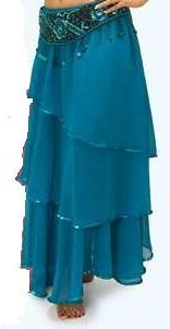 Turquoise 3 Layer Sequined Belly Dance Skirt