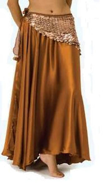 Long Length Copper Satin Belly Dance Skirt