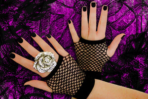 Black Wrist Length Fishnet Gloves for Belly Dance Costume