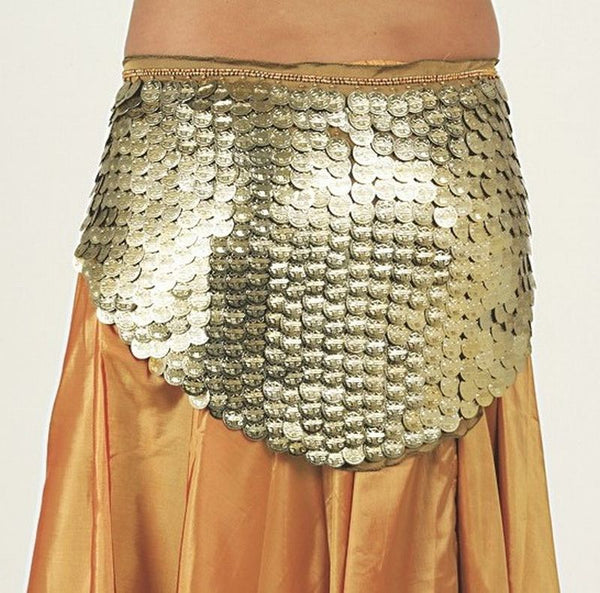 Heavily Coined Hip Wrap on Metallic Chiffon