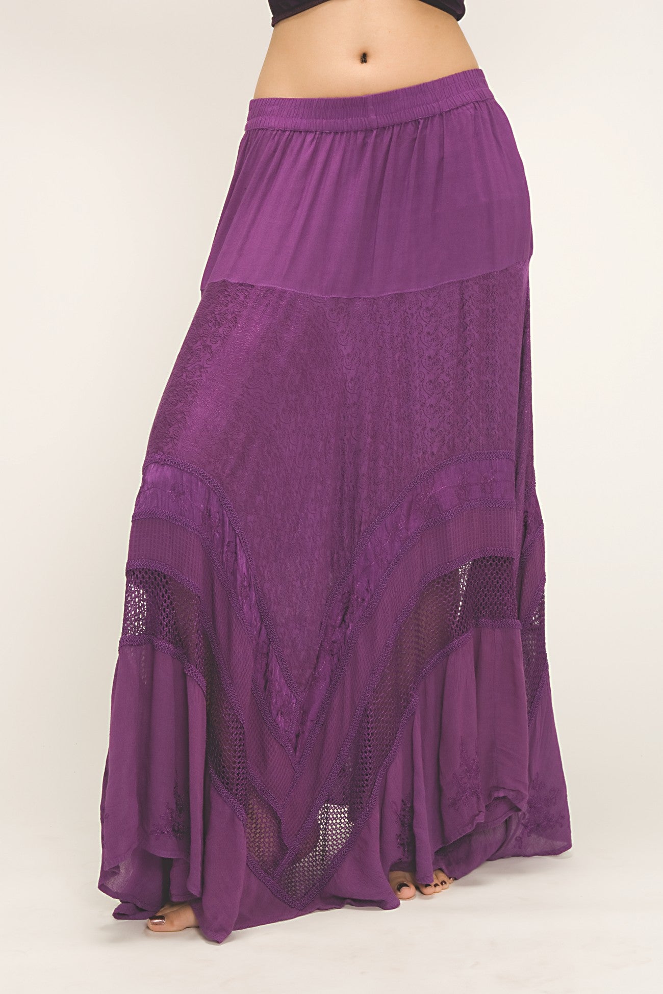 Purple Brocade Gypsy Belly Dance Skirt 