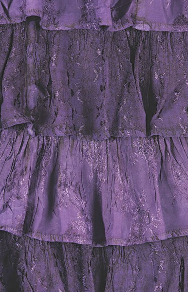 Purple Brocade Ruffle 6 Tier Belly Dance Skirt