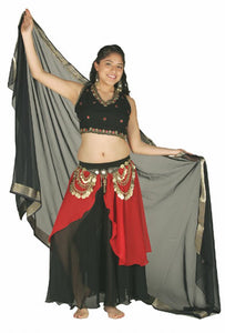 Chiffon and Satin Choli Tie Back Belly Dance Top with Stones and Embroidery
