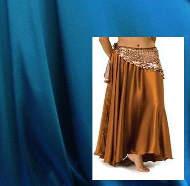 Turquoise Satin Belly Dance Circle Skirt
