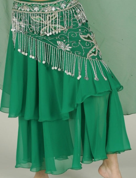 Green Chiffon 2 Layer Belly Dance Skirt