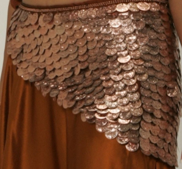 Heavily Coined Hip Wrap on Metallic Chiffon